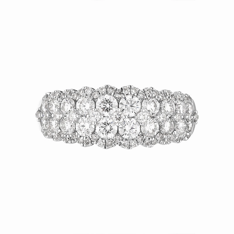 18ct White Gold Diamond Two Row Half Eternity Ring