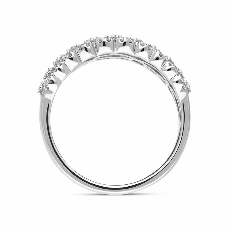18ct White Gold Diamond Two Row Half Eternity Ring