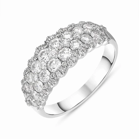 18ct White Gold Diamond Two Row Half Eternity Ring