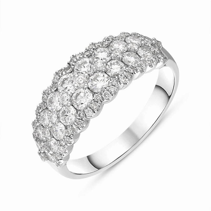 18ct White Gold Diamond Two Row Half Eternity Ring
