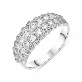 18ct White Gold Diamond Two Row Half Eternity Ring