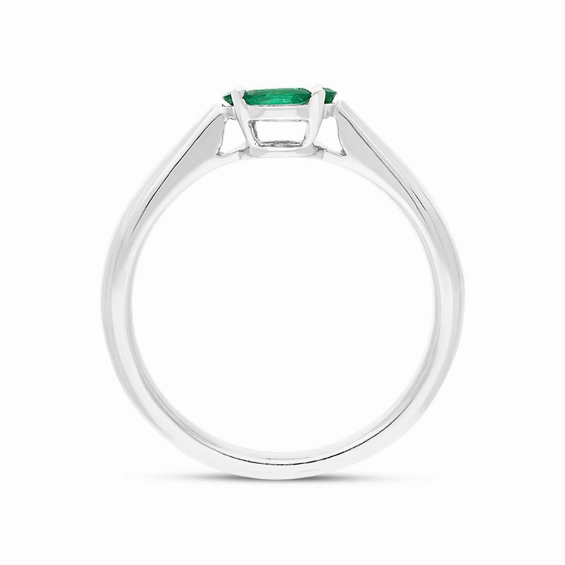 18ct White Gold Emerald Diamond Marquise Stone Round Cluster Ring