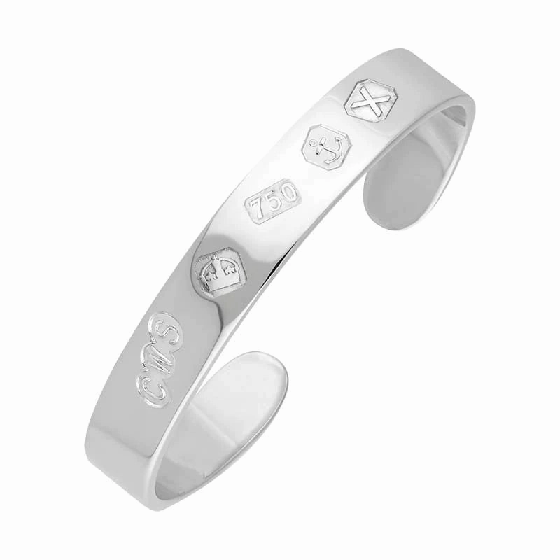18ct White Gold Hallmark Cuff Bangle