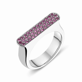 18ct White Gold Pink Sapphire Pave Ring D