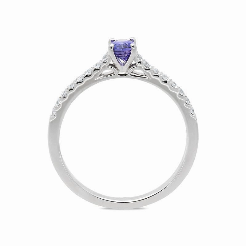 18ct White Gold Purple Sapphire Diamond Oval Ring