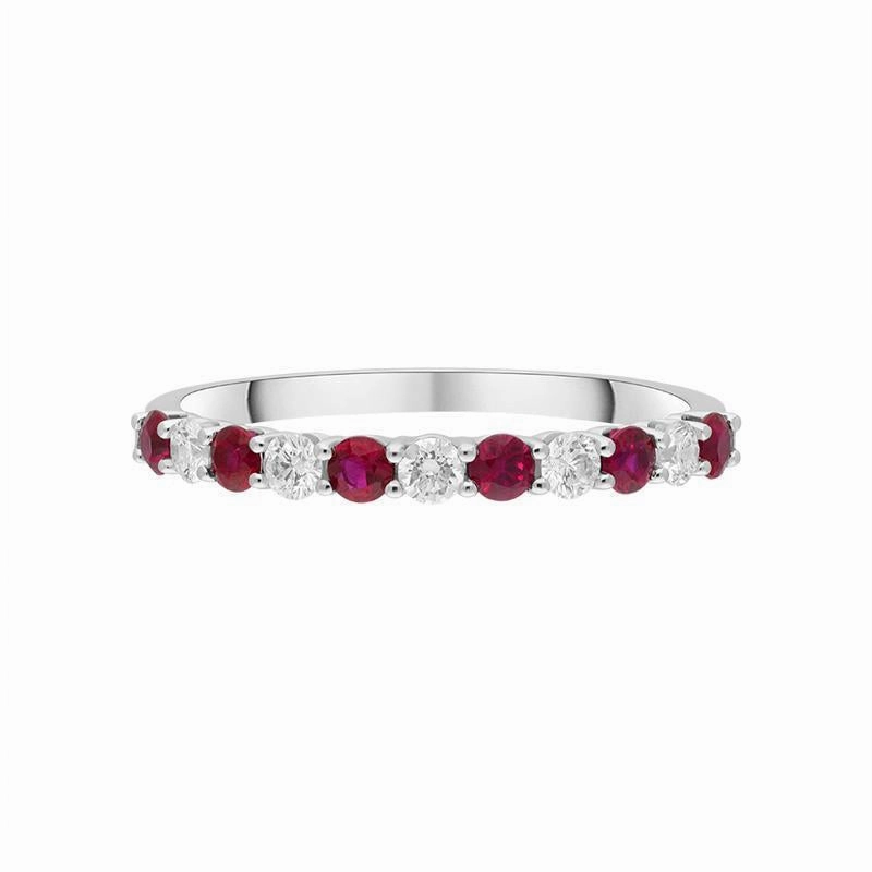 18ct White Gold Ruby Diamond Half Eternity Ring