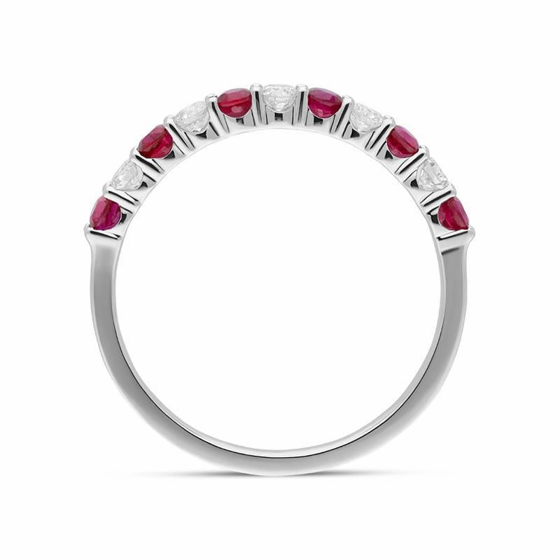 18ct White Gold Ruby Diamond Half Eternity Ring