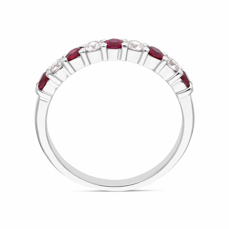 18ct White Gold Ruby Diamond Half Eternity Ring