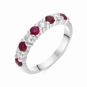 18ct White Gold Ruby Diamond Half Eternity Ring