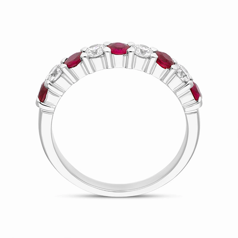 18ct White Gold Ruby Diamond Half Eternity Ring