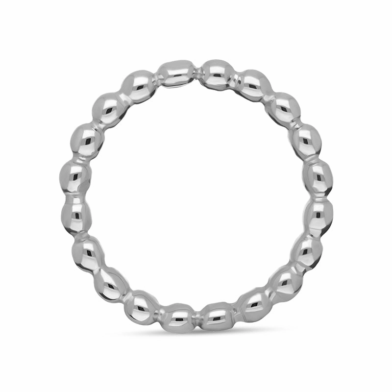 18ct White Gold Stepping Stones Beaded Stacking Ring