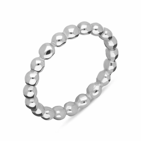 18ct White Gold Stepping Stones Beaded Stacking Ring