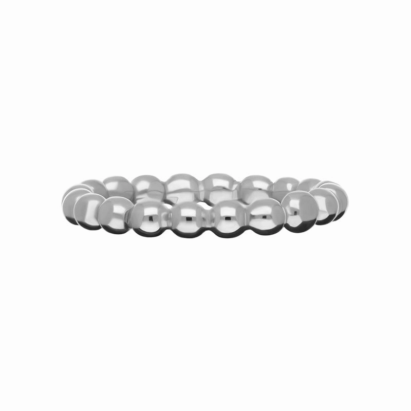 18ct White Gold Stepping Stones Beaded Stacking Ring