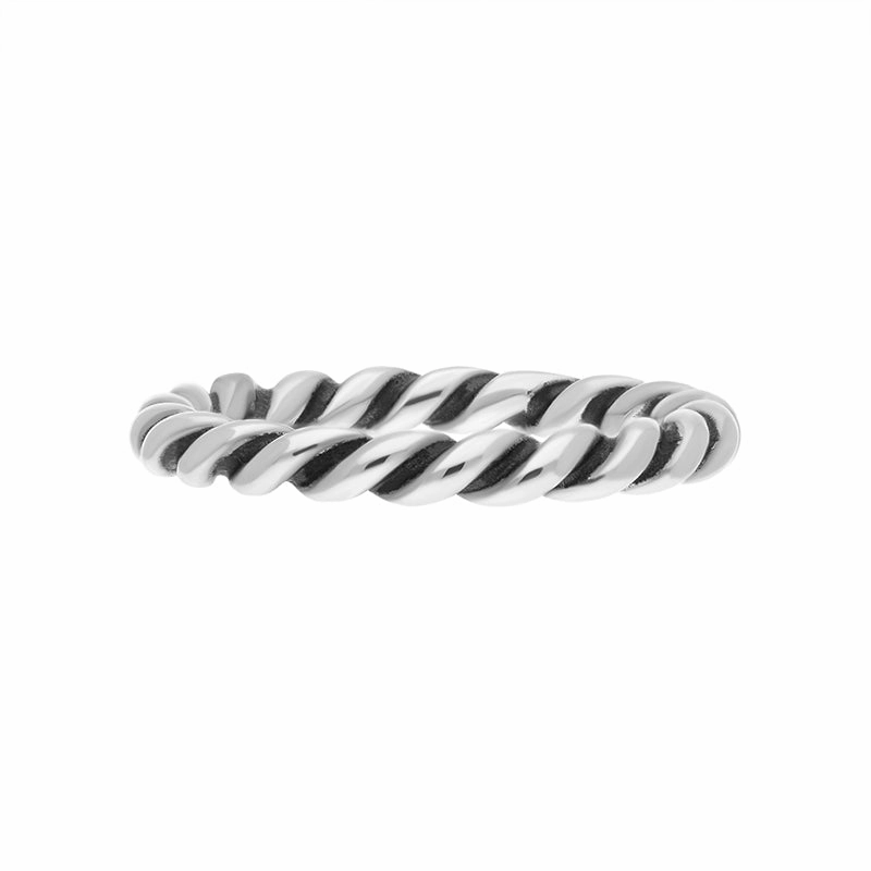 18ct White Gold Stepping Stones Twisted Rope Stacking Ring