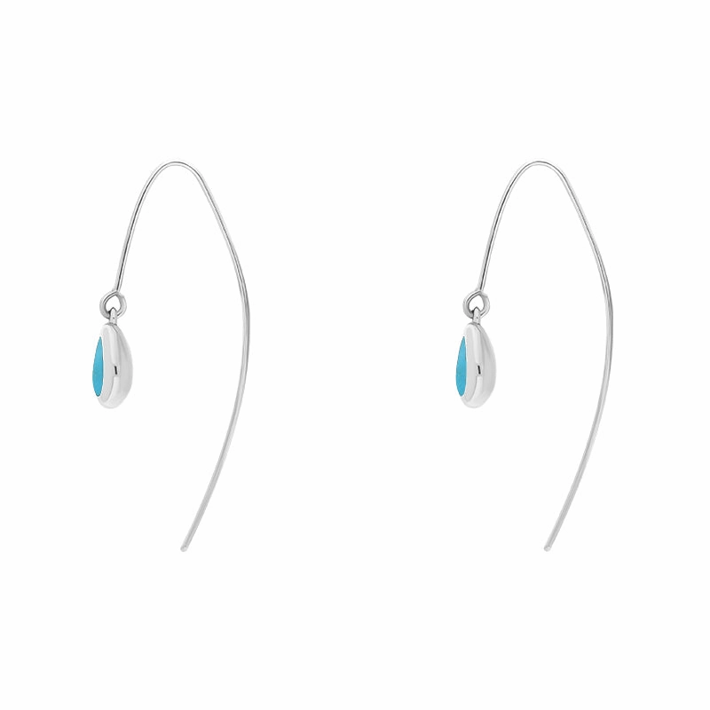18ct White Gold Turquoise Cross Disc Drop Earrings
