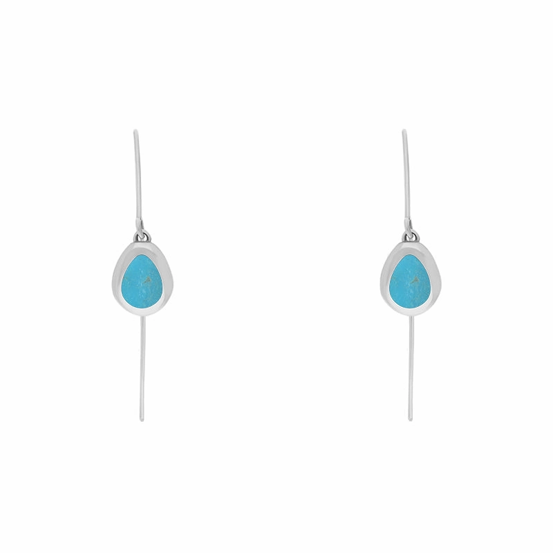 18ct White Gold Turquoise Cross Disc Drop Earrings