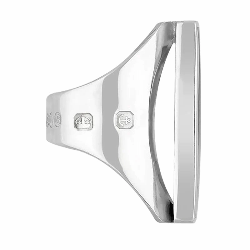 18ct White Gold Turquoise Hallmark Large Oblong Ring