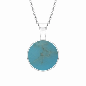 18ct White Gold Turquoise Heritage Round Necklace