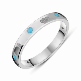 18ct White Gold Turquoise Queen's Jubilee Hallmark 3mm Ring D