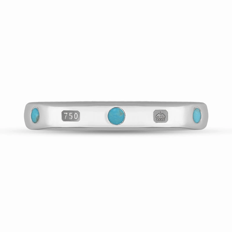18ct White Gold Turquoise Queen's Jubilee Hallmark 3mm Ring D