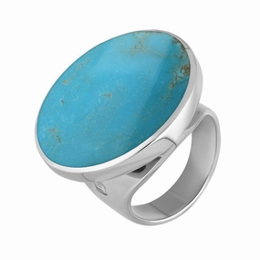 18ct White Gold Turquoise Queen's Jubilee Hallmark Medium Round Ring D