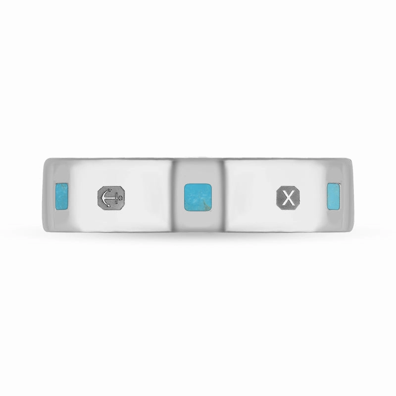 18ct White Gold Turquoise Queen's Jubilee Hallmark Princess Cut 5mm Ring D