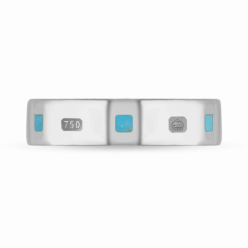 18ct White Gold Turquoise Queen's Jubilee Hallmark Princess Cut 5mm Ring D