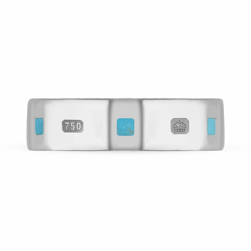 18ct White Gold Turquoise Queen's Jubilee Hallmark Princess Cut 6mm Ring D