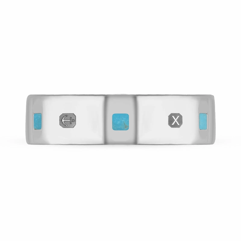 18ct White Gold Turquoise Queen's Jubilee Hallmark Princess Cut 6mm Ring D