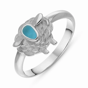 18ct White Gold Turquoise Sheep Ring