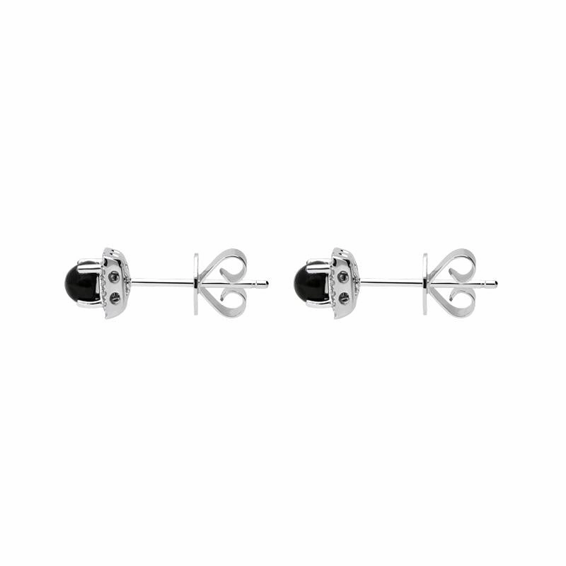 18ct White Gold Whitby Jet 0.13ct Diamond Square Stud Earrings