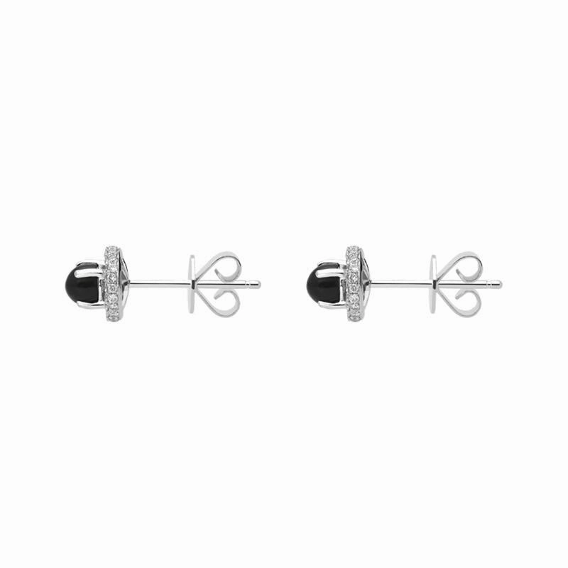 18ct White Gold Whitby Jet 0.25ct Diamond Round Stud Earrings