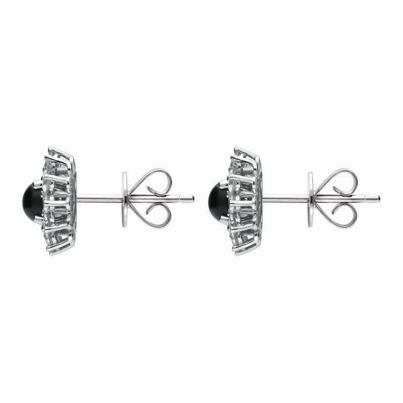 18ct White Gold Whitby Jet 0.65ct Diamond Round 2 in 1 Stud Earrings