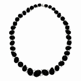18ct White Gold Whitby Jet 0.79ct Diamond Necklace D