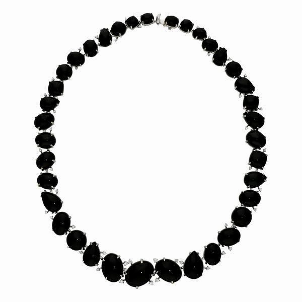18ct White Gold Whitby Jet 0.79ct Diamond Necklace D
