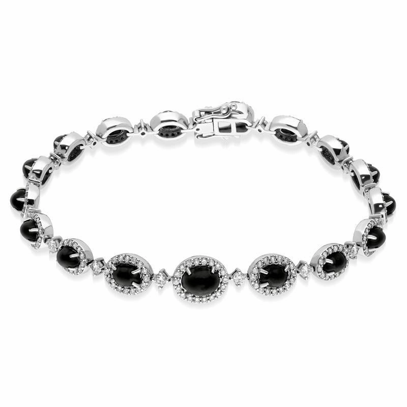 18ct White Gold Whitby Jet 1.78ct Diamond Bracelet