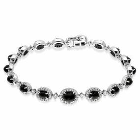 18ct White Gold Whitby Jet 1.78ct Diamond Bracelet