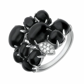 18ct White Gold Whitby Jet Diamond Multi Shape Stone Ring D
