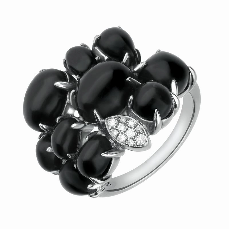 18ct White Gold Whitby Jet Diamond Multi Shape Stone Ring D