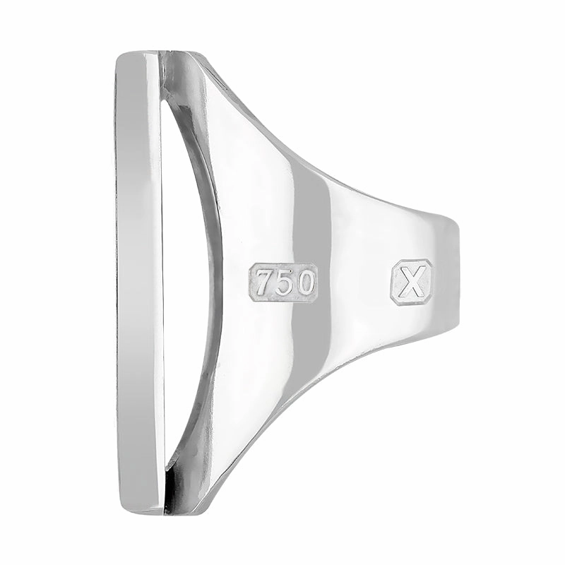 18ct White Gold Whitby Jet Hallmark Large Square Ring