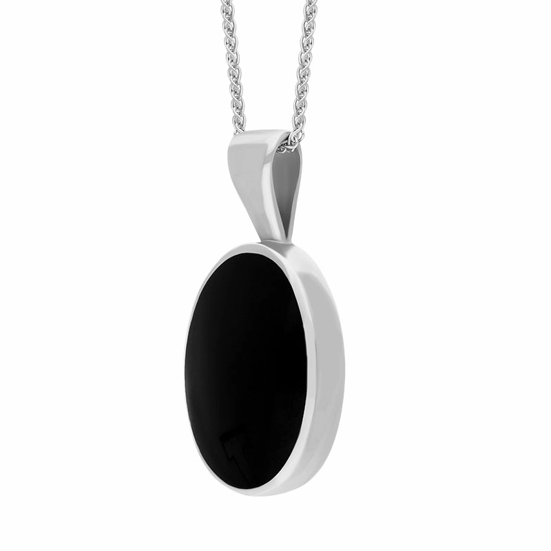 18ct White Gold Whitby Jet Oval Necklace