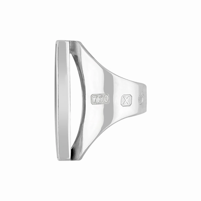 18ct White Gold Whitby Jet Queen's Jubilee Hallmark Large Oblong Ring D