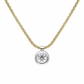 18ct White Yellow Gold 0.23ct Diamond Certified Solitaire Pendant Necklace
