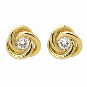 18ct Yellow 0.21ct Diamond Knot Stud Earrings