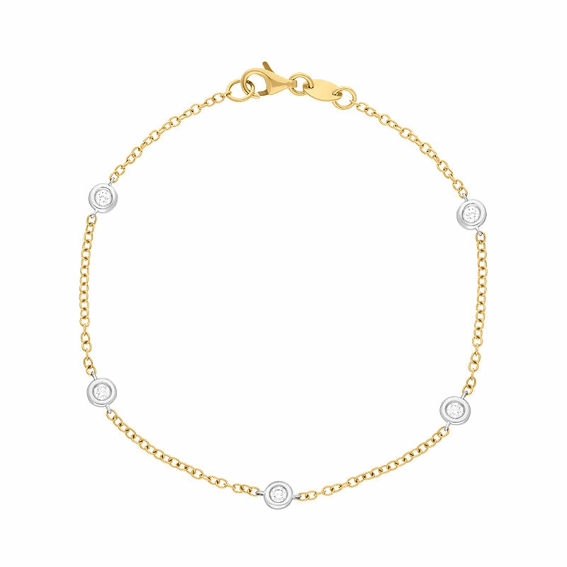 18ct Yellow and White Gold 0.24ct Diamond Chain Link Bracelet