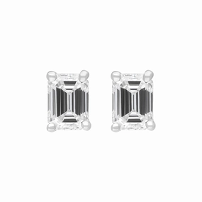 18ct Yellow and White Gold 0.64ct Diamond Emerald Cut Solitaire Stud Earrings