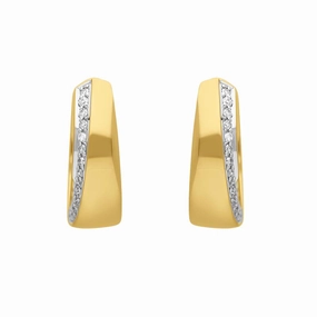 18ct Yellow and White Gold Diamond 16mm Hoop Earrings