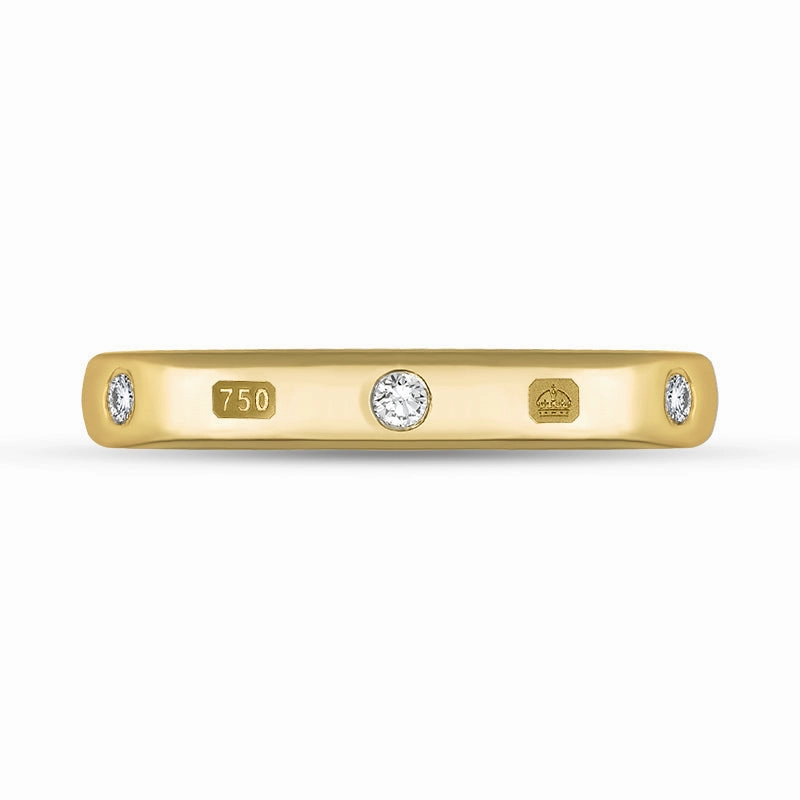 18ct Yellow Gold 0.12ct Diamond Queen's Jubilee Hallmark 3mm Ring D