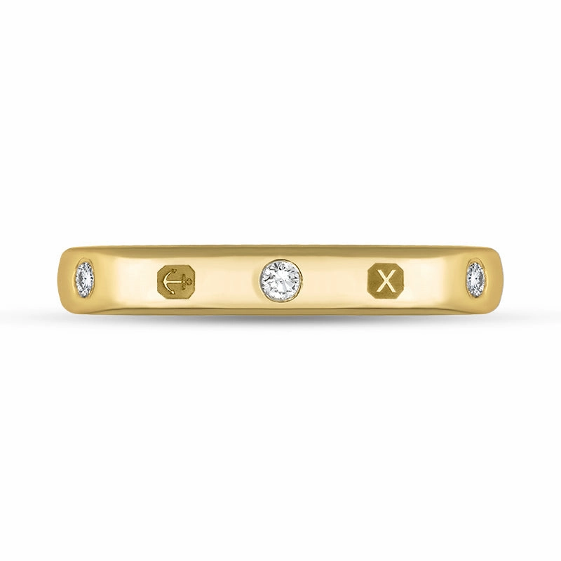 18ct Yellow Gold 0.12ct Diamond Queen's Jubilee Hallmark 3mm Ring D