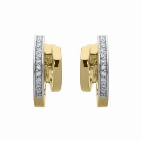 18ct Yellow Gold 0.12ct Diamond Shaped Hoop Earrings